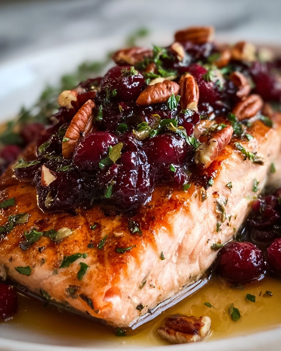 Baked Salmon with Cranberry Salsa and Pecans Recipe - Recipe Image