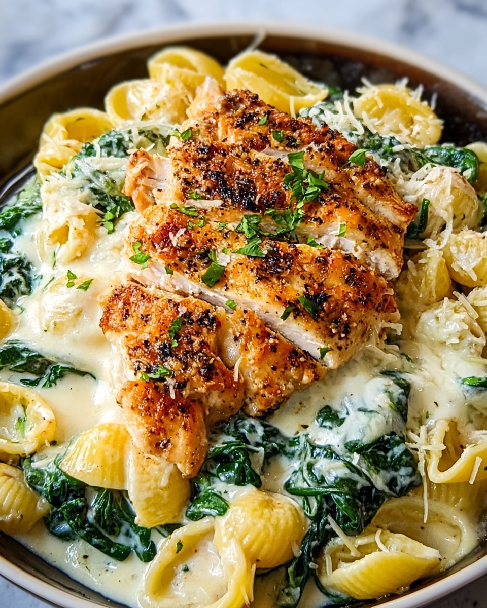 Spinach & Artichoke Dip Pasta with Chicken Recipe - Recipe Image