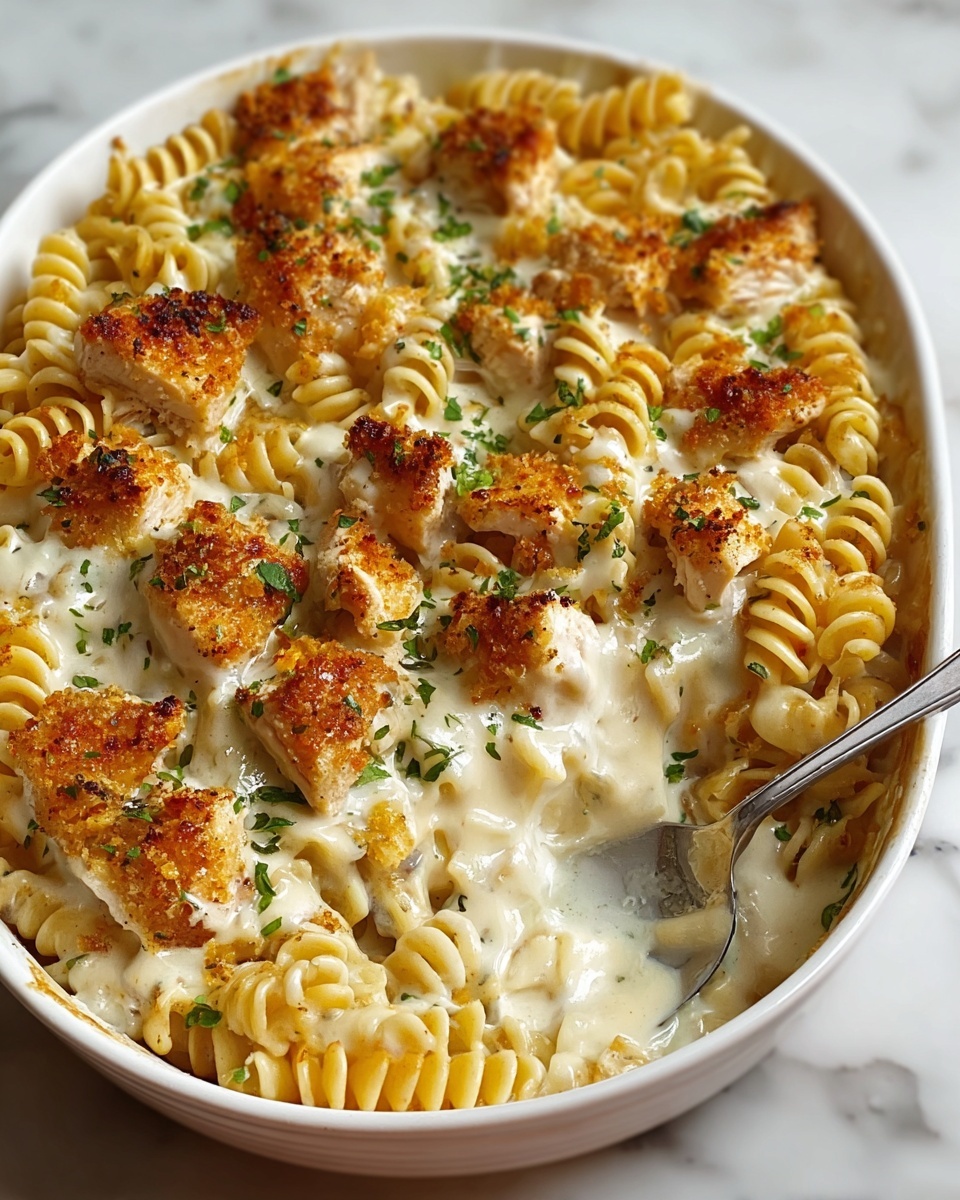 Creamy Garlic Parmesan Chicken Pasta Bake Recipe - Recipe Image