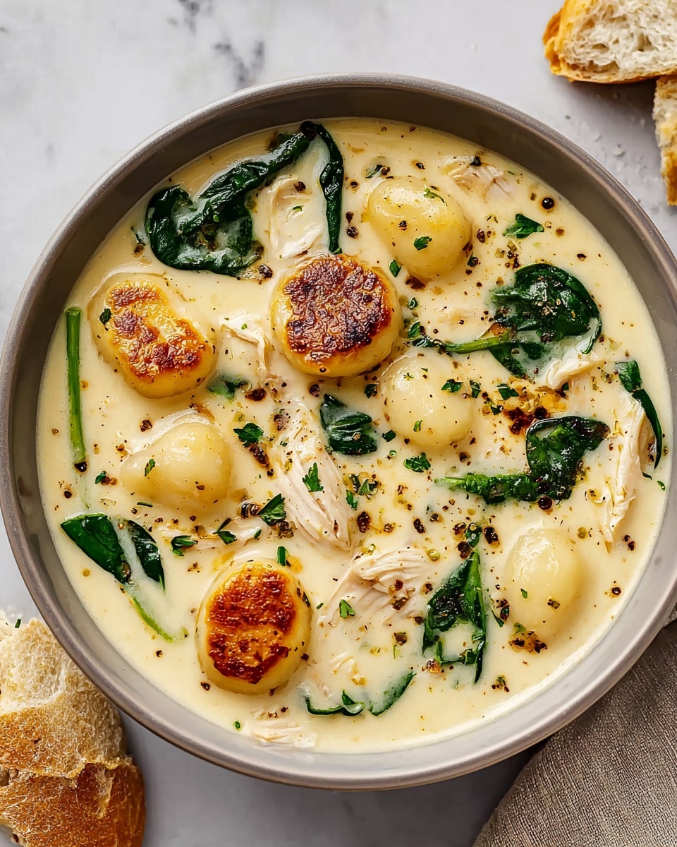 Creamy Chicken Gnocchi Soup with Garlic Recipe - Recipe Image