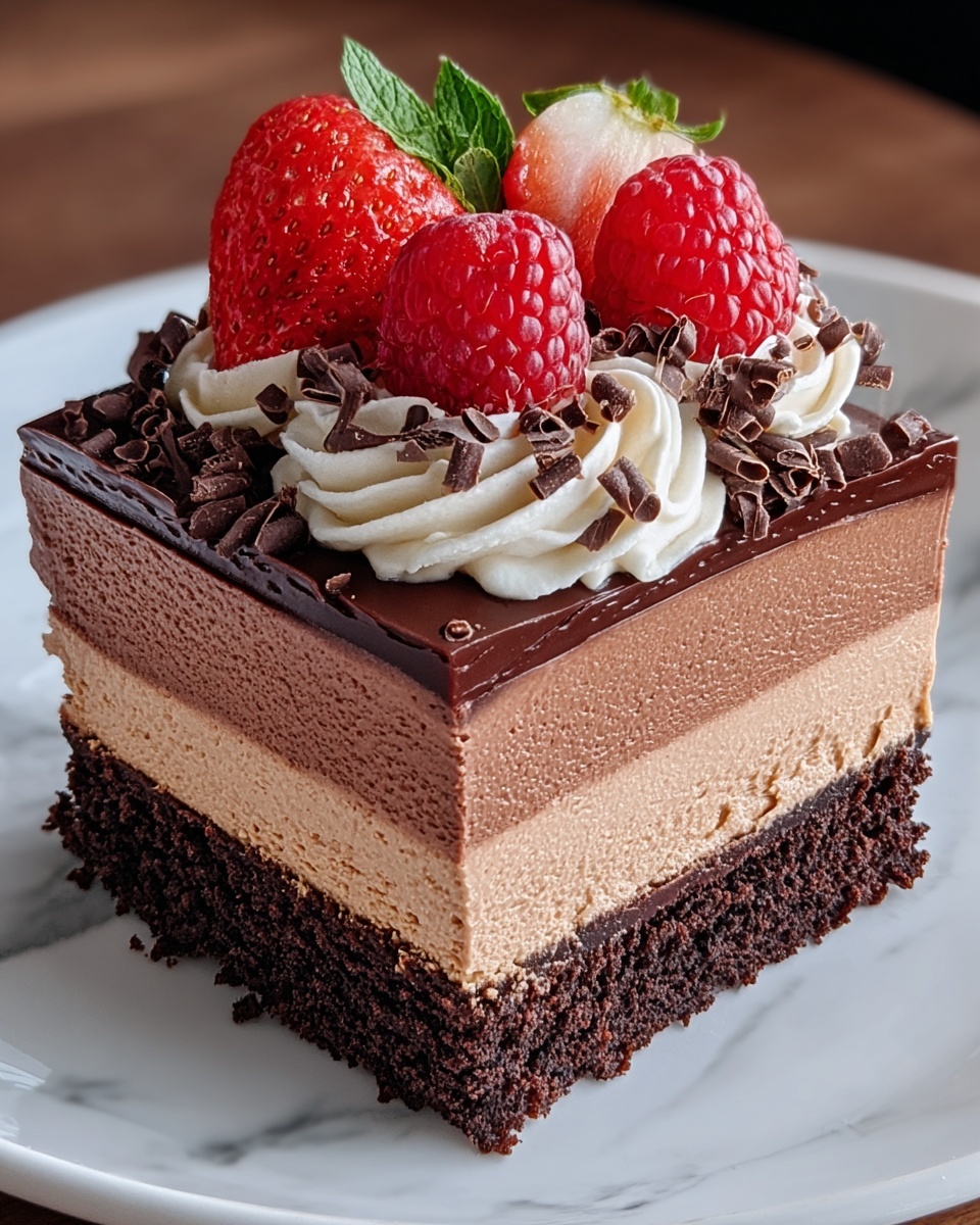 Triple Chocolate Mousse Cake Recipe - Recipe Image