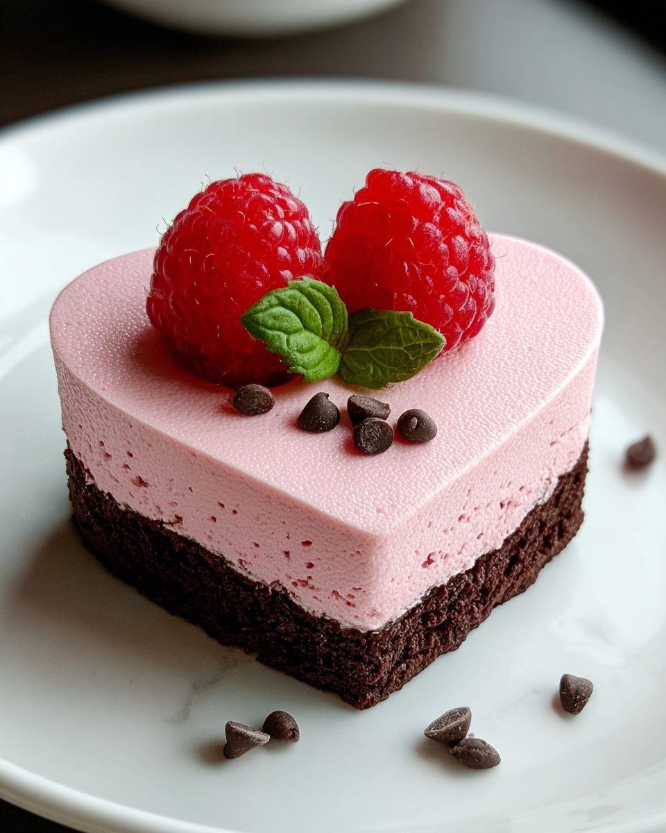 Heart-Shaped Raspberry Mousse with Brownie Base Recipe - Recipe Image