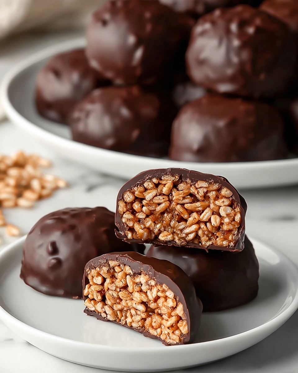 Chocolate-Coated Peanut Butter Rice Krispies Balls Recipe - Recipe Image