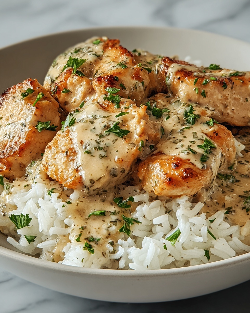 Creamy Herb Chicken Over Basmati Rice Recipe - Recipe Image