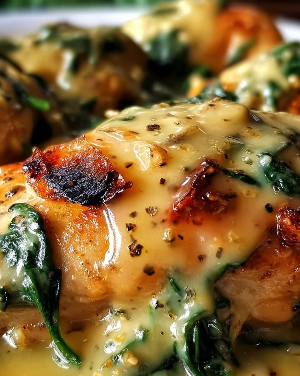 Smothered Chicken with Creamed Spinach Recipe - Recipe Image