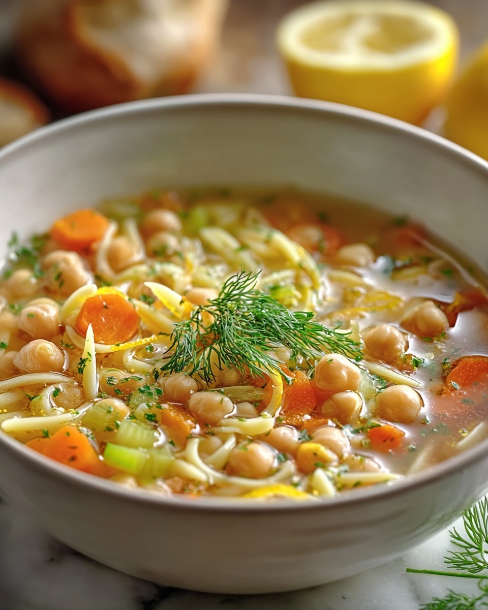 Lemon Orzo Chickpea Soup with Crispy Roasted Chickpeas Recipe - Recipe Image