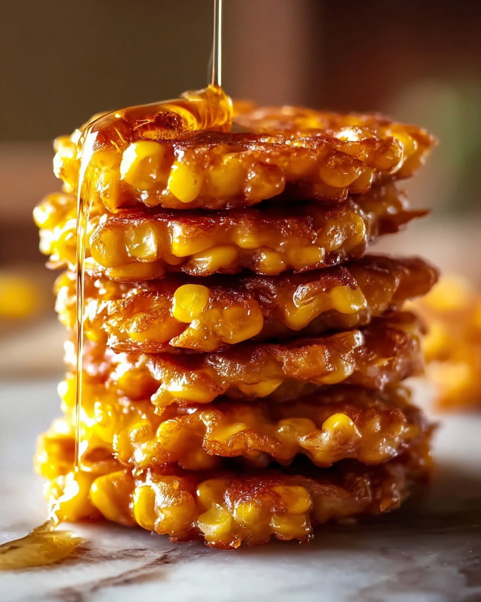 Sweet Corn Fritter Stacks with Honey Butter Recipe - Recipe Image