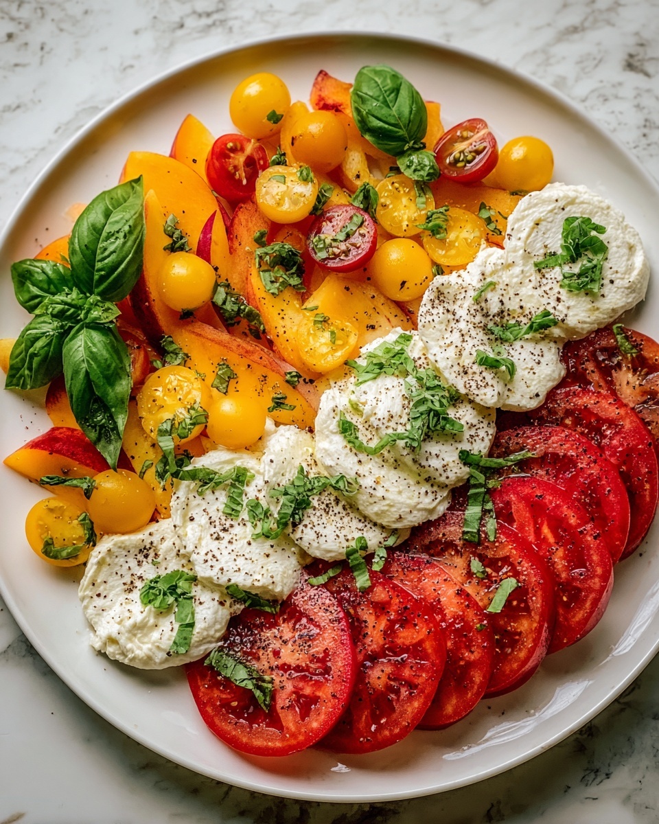 Tomato Peach Burrata Salad Recipe - Recipe Image