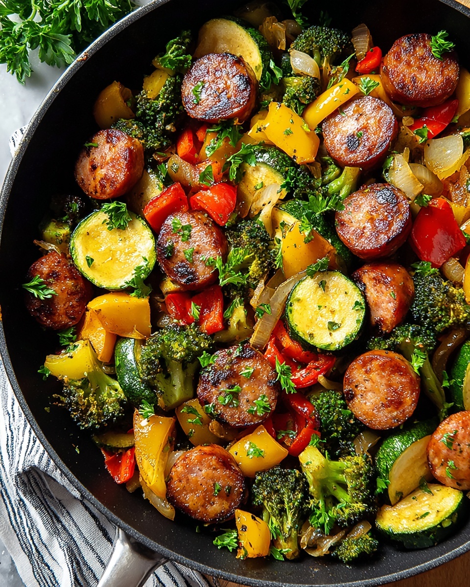 One Pan Sausage and Veggies Skillet Recipe - Recipe Image