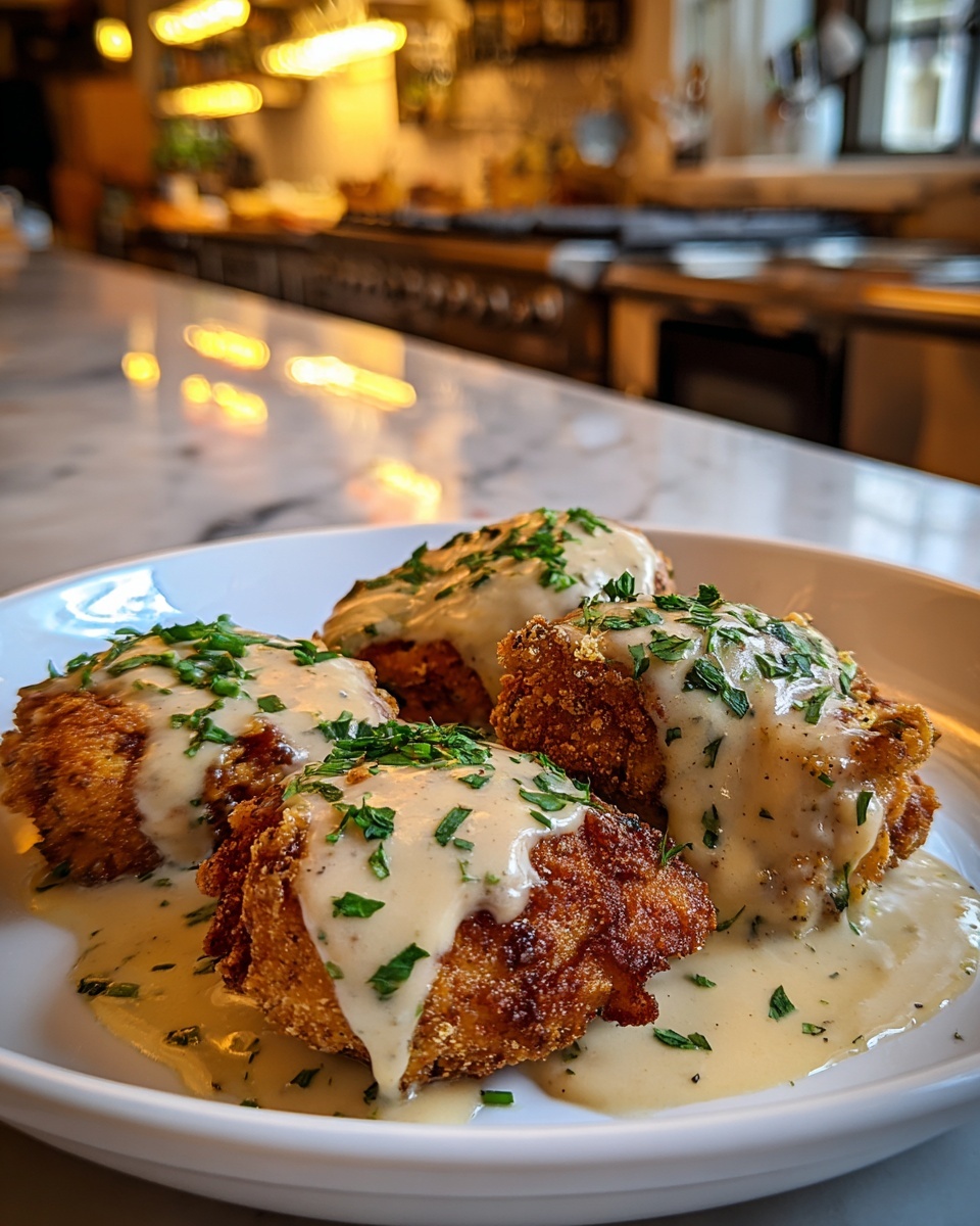 Crispy Parmesan Chicken with Dreamy Garlic Cream Sauce Recipe - Recipe Image