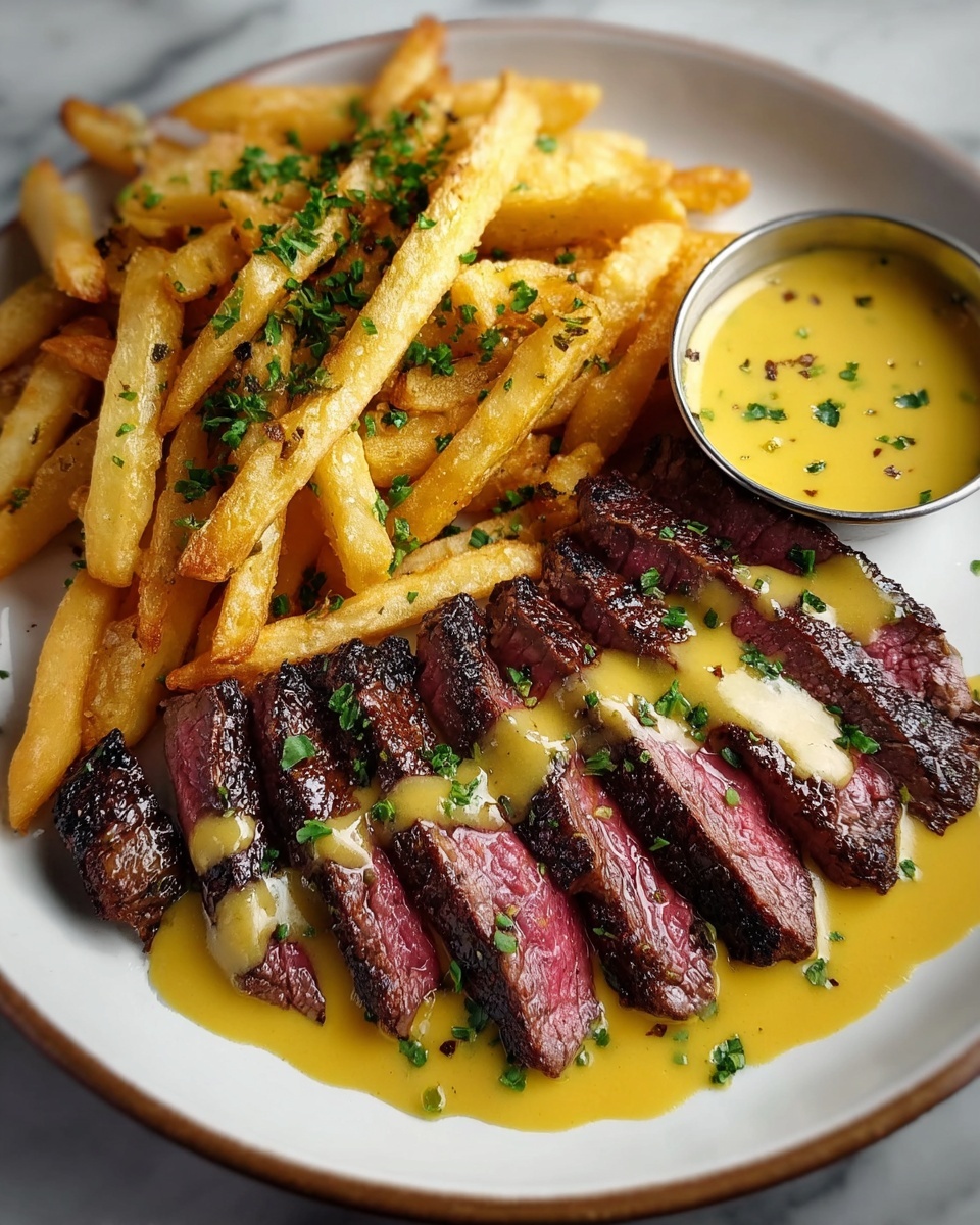 Steak Frites with Béarnaise-Style Herb Sauce Recipe - Recipe Image