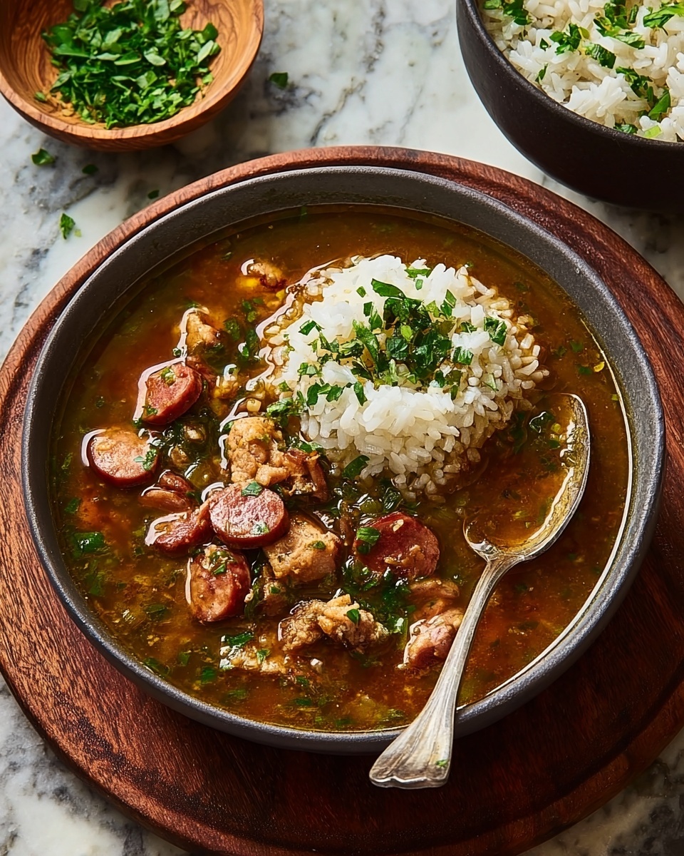 Authentic Cajun Sausage and Chicken Gumbo Recipe - Recipe Image