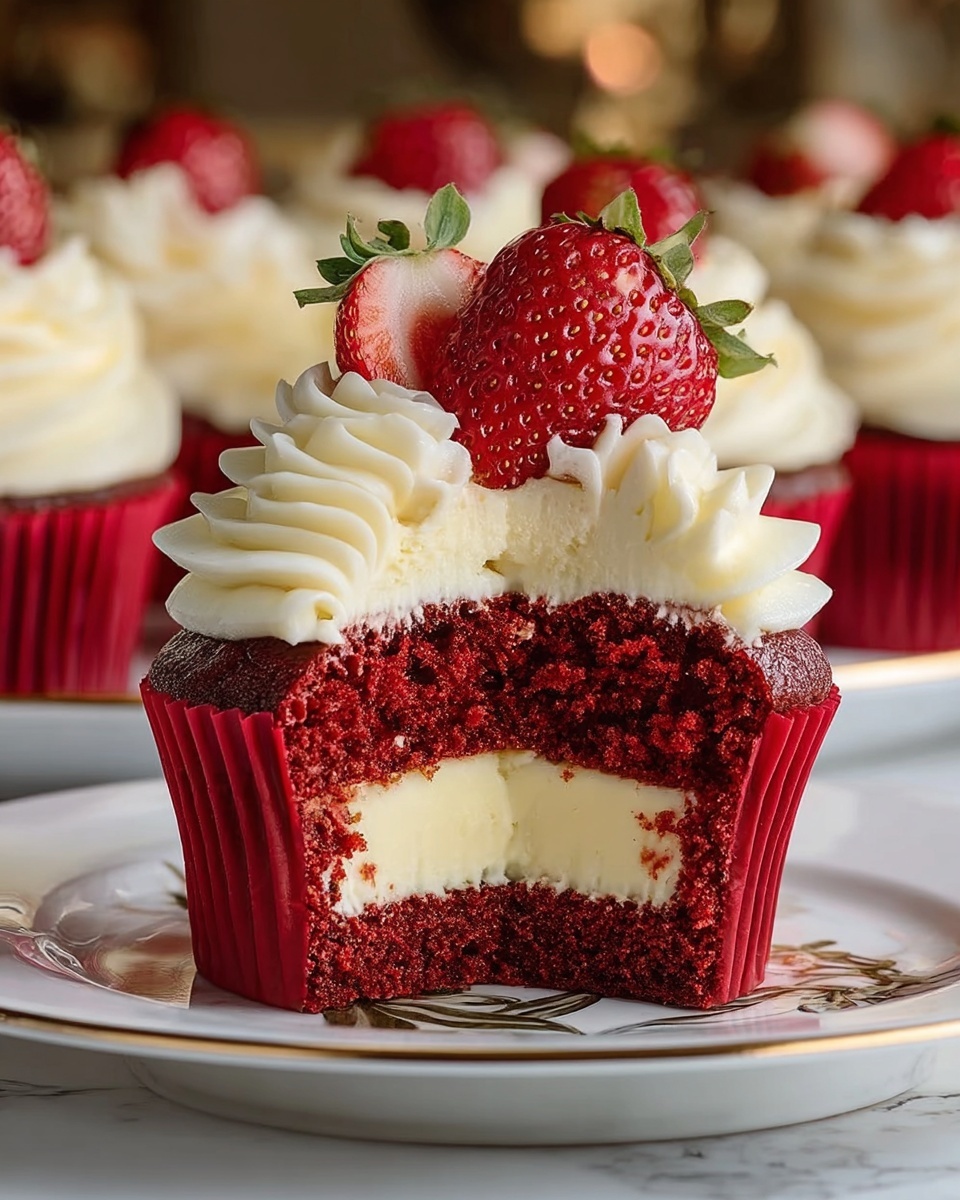 Strawberry Cream Cheese Red Velvet Cupcakes Recipe - Recipe Image