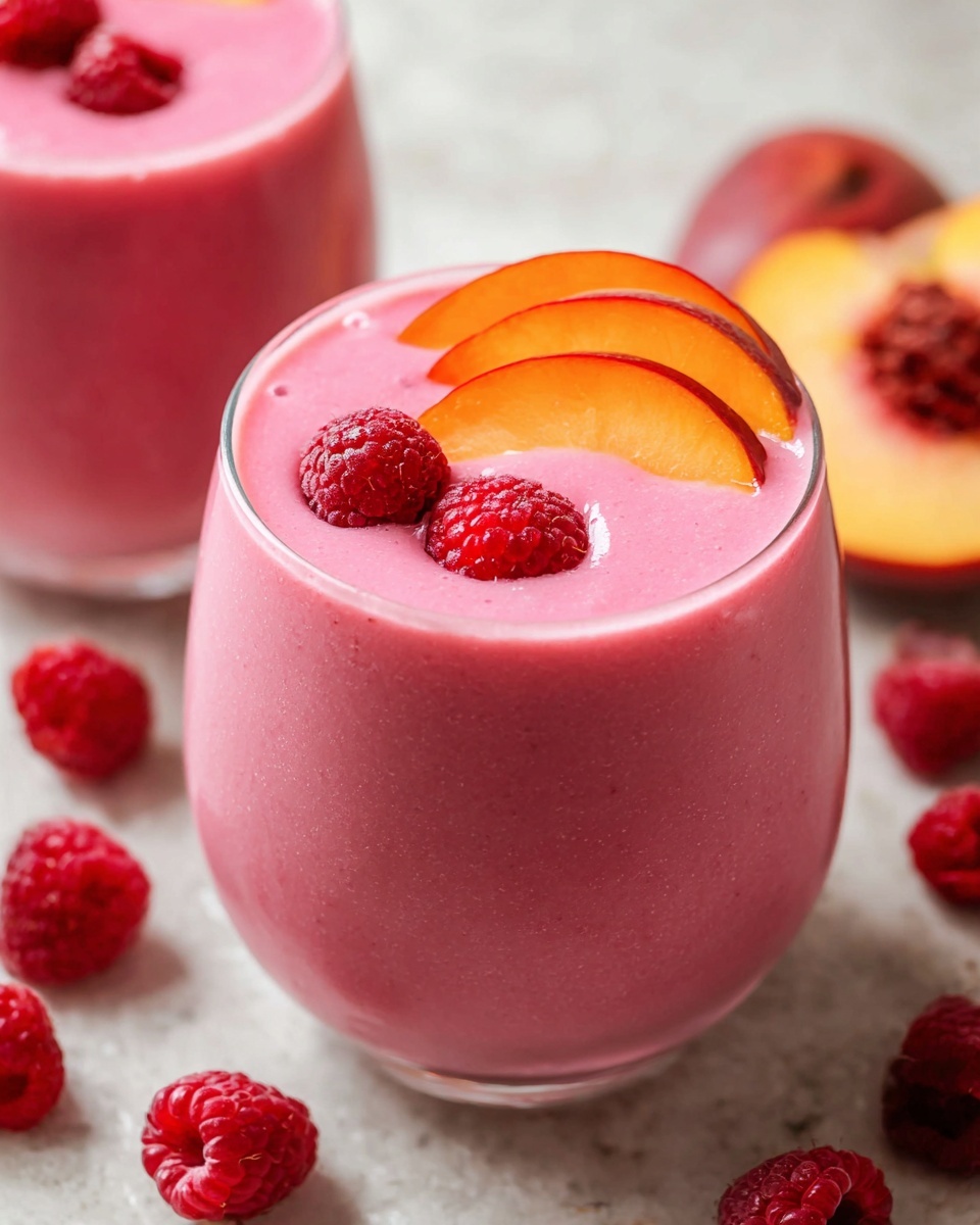 Raspberry Peach Smoothie Recipe - Recipe Image