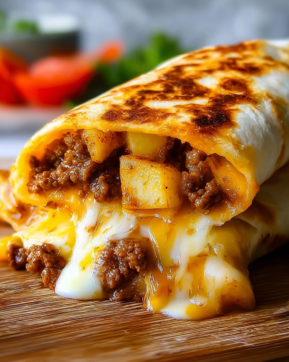 Cheesy Beef and Potato Burritos Recipe - Recipe Image
