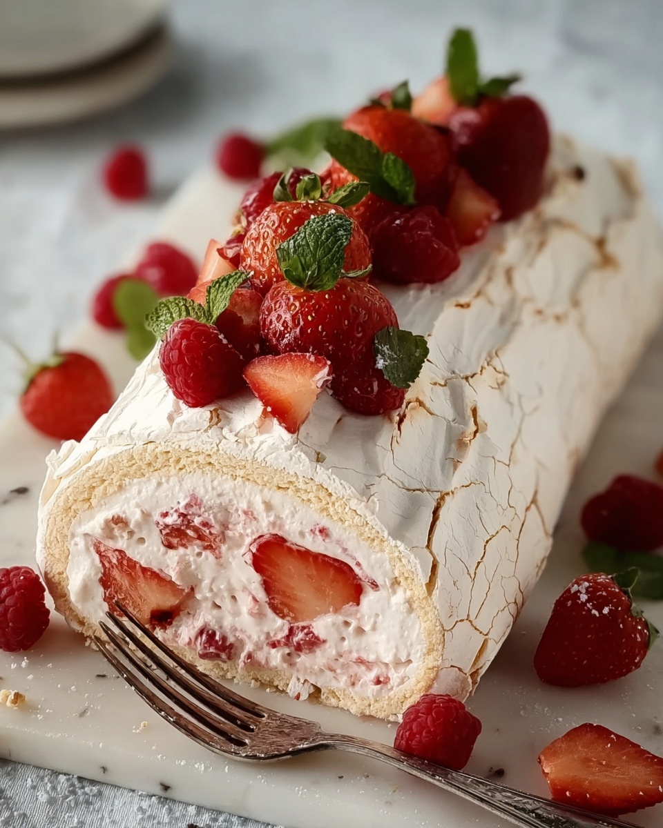 Strawberry Pavlova Roulade Recipe - Recipe Image