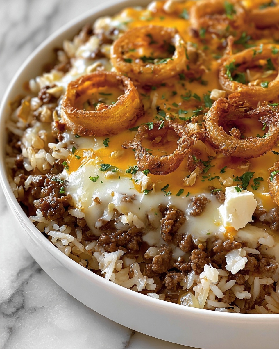French Onion Ground Beef and Rice Casserole Recipe - Recipe Image