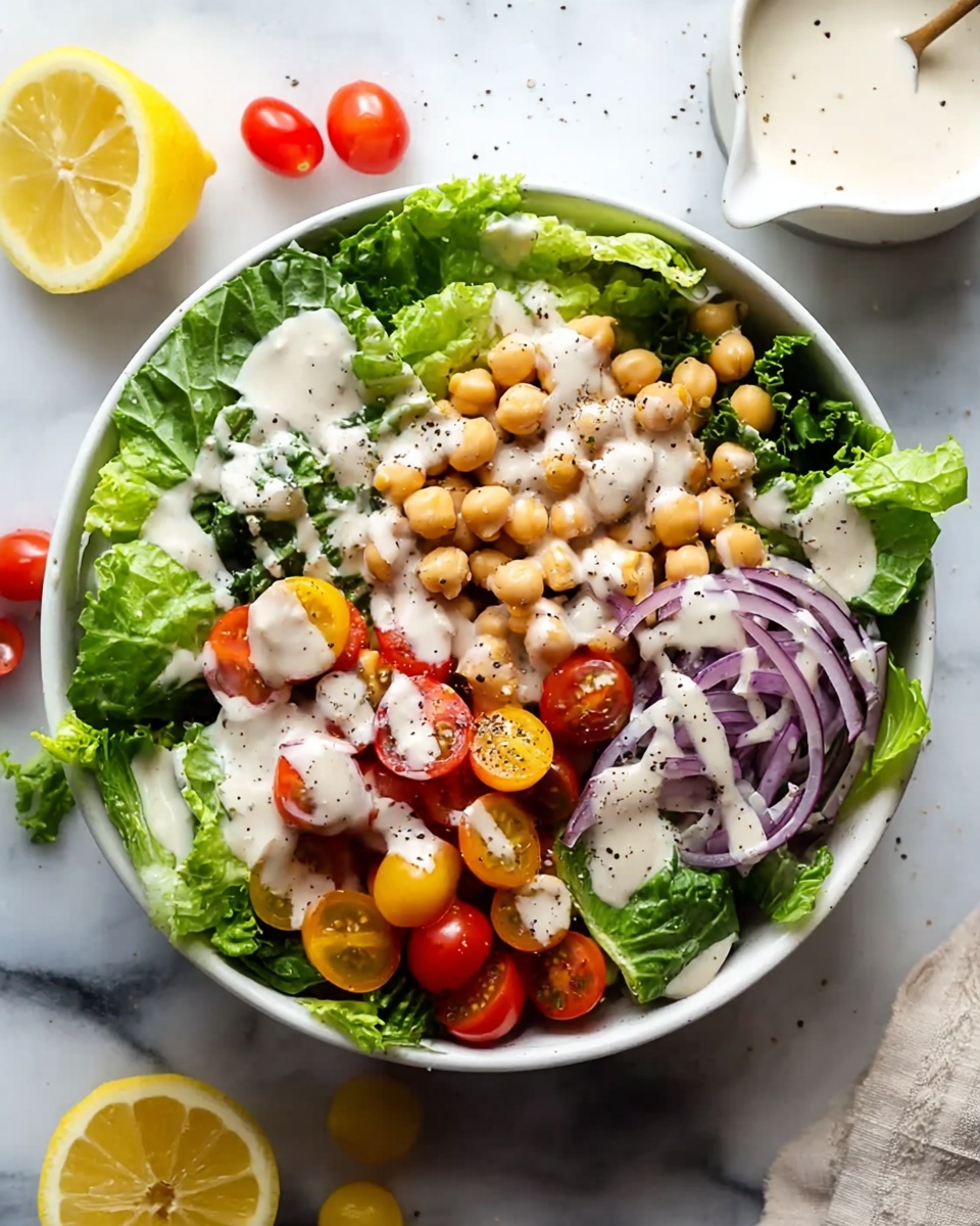 Green Salad with Lemon Tahini Dressing Recipe - Recipe Image
