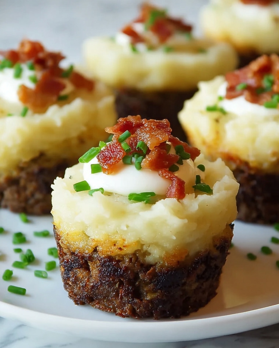 Mini Meatloaf Muffins with Mashed Potato Frosting Recipe - Recipe Image