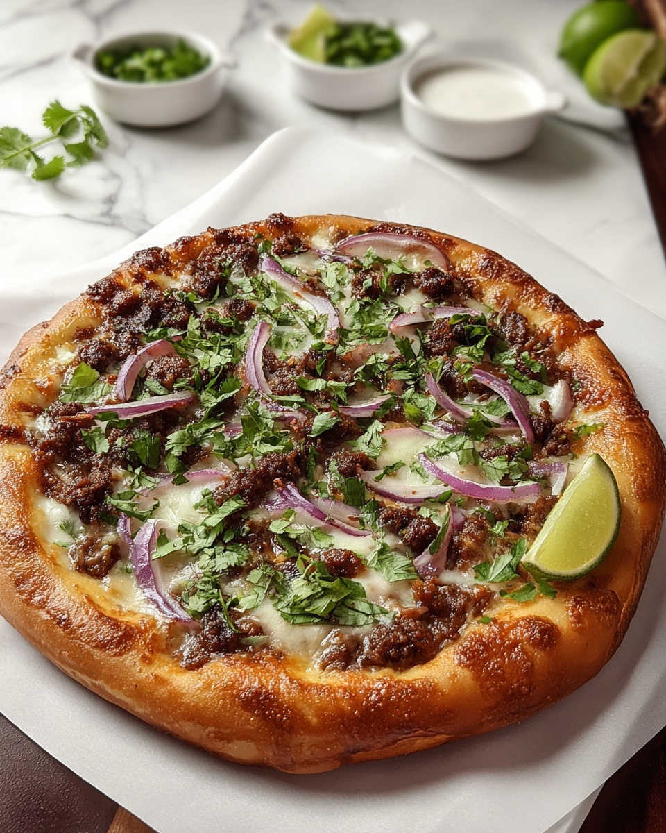 Crispy Oven-Baked Birria Pizza Recipe - Recipe Image