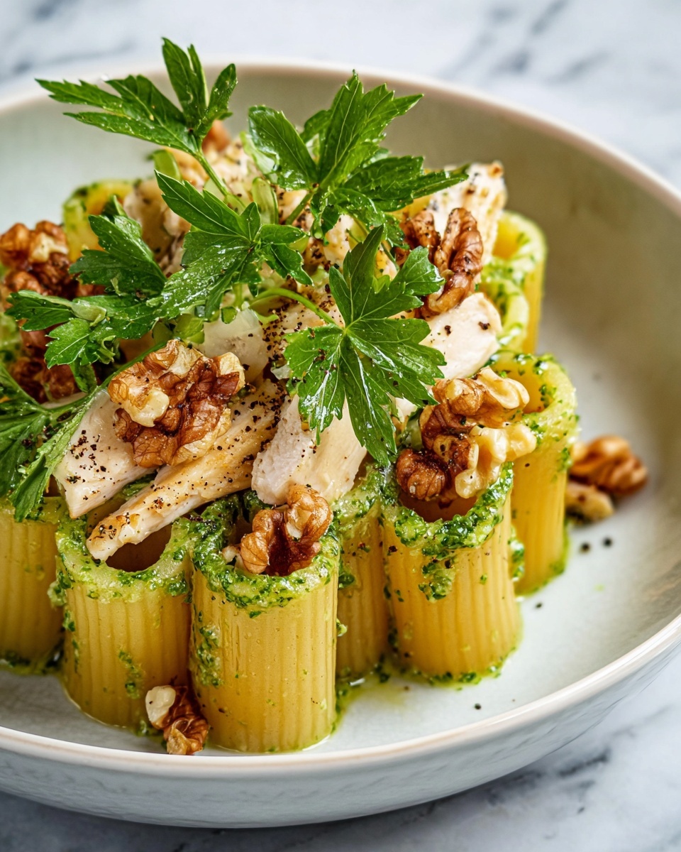 Chicken & Vegetable Penne with Parsley-Walnut Pesto Recipe - Recipe Image