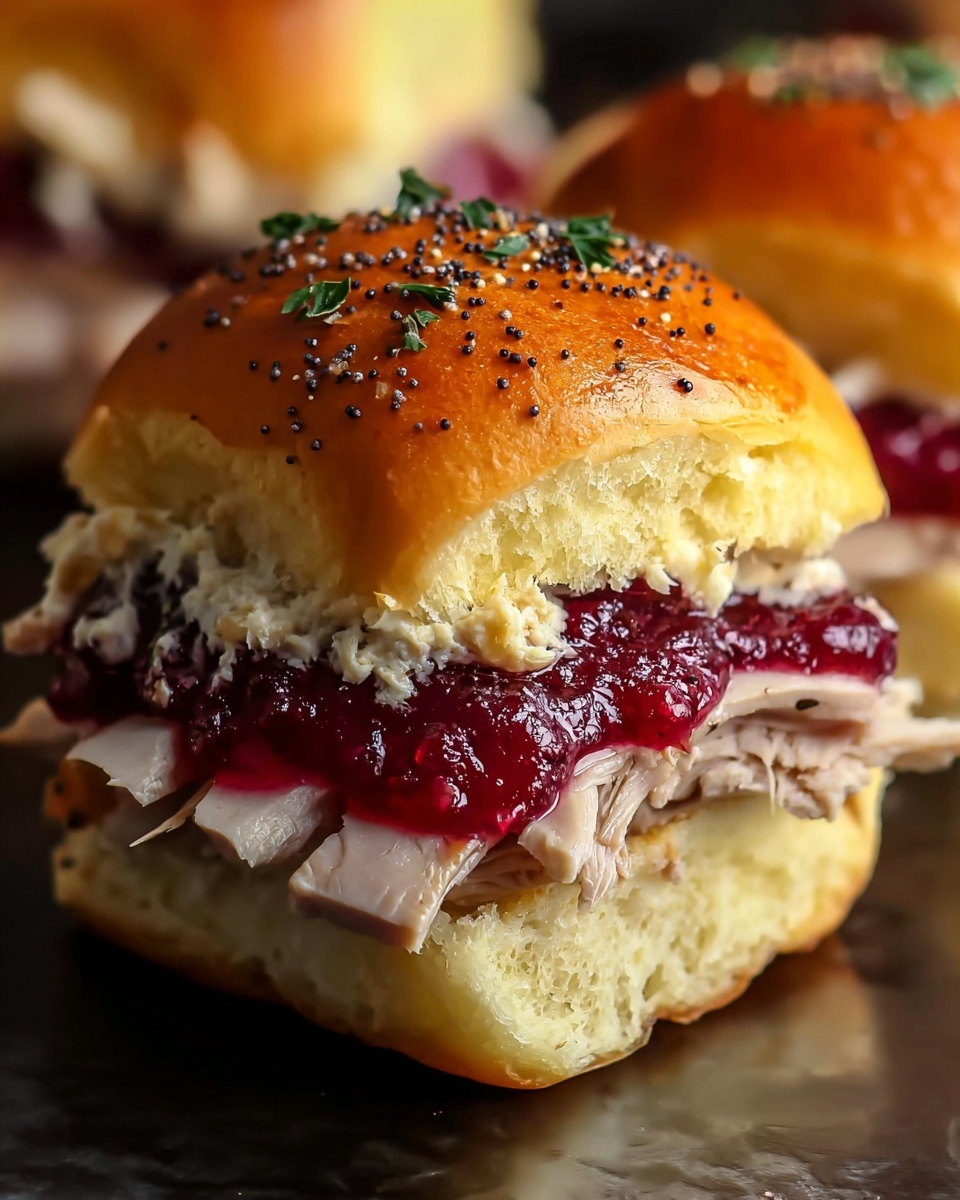 Baked Cranberry Turkey Sliders with Havarti & Poppy Seed Topping Recipe - Recipe Image
