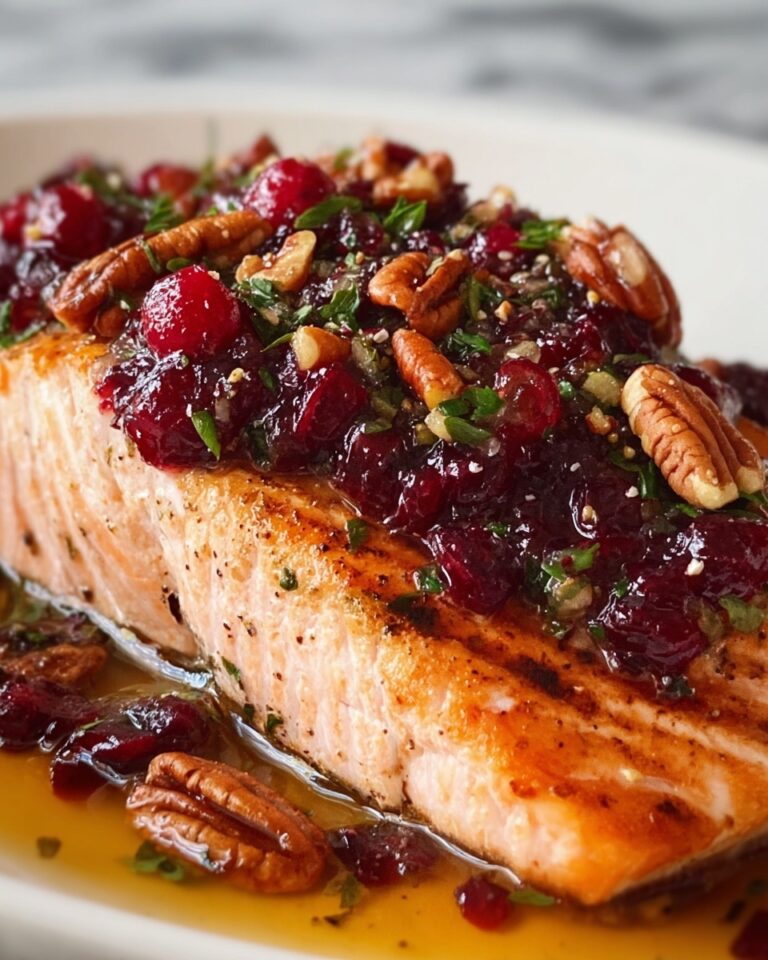 Baked Salmon with Cranberry Salsa and Pecans Recipe