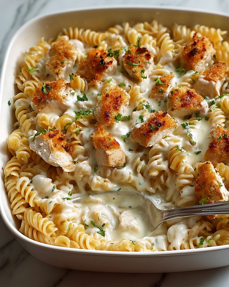 Creamy Garlic Parmesan Chicken Pasta Bake Recipe - Recipe Image