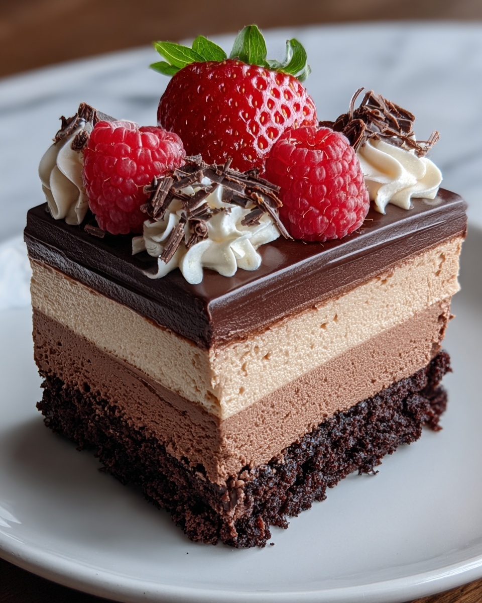Triple Chocolate Mousse Cake Recipe - Recipe Image