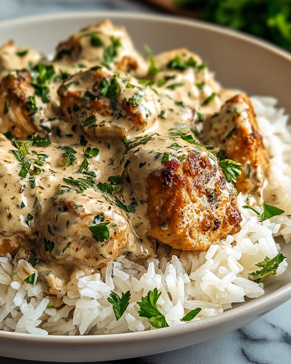 Creamy Herb Chicken Over Basmati Rice Recipe - Recipe Image