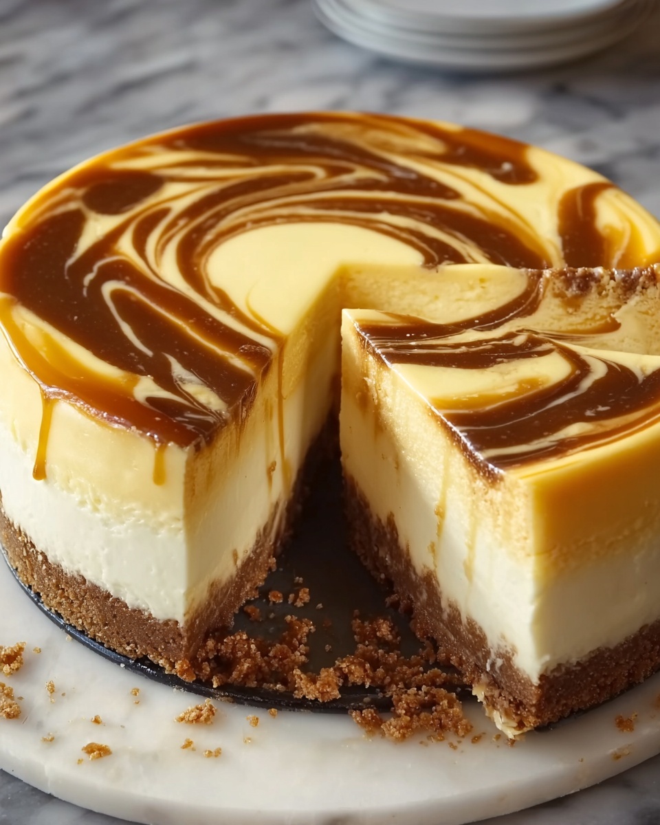Indulgent Swirled Caramel Cheesecake Recipe - Recipe Image