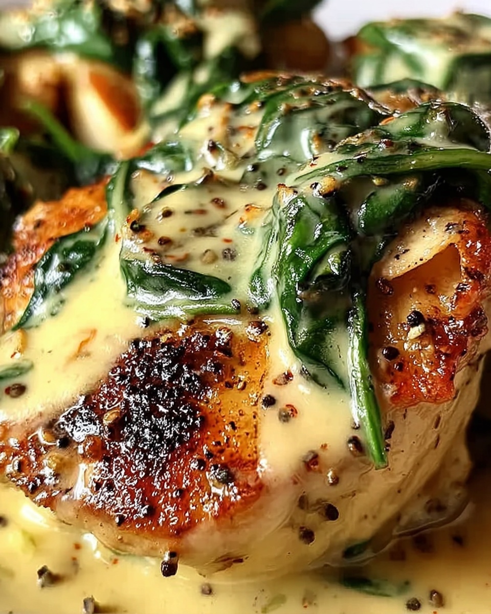 Smothered Chicken with Creamed Spinach Recipe - Recipe Image
