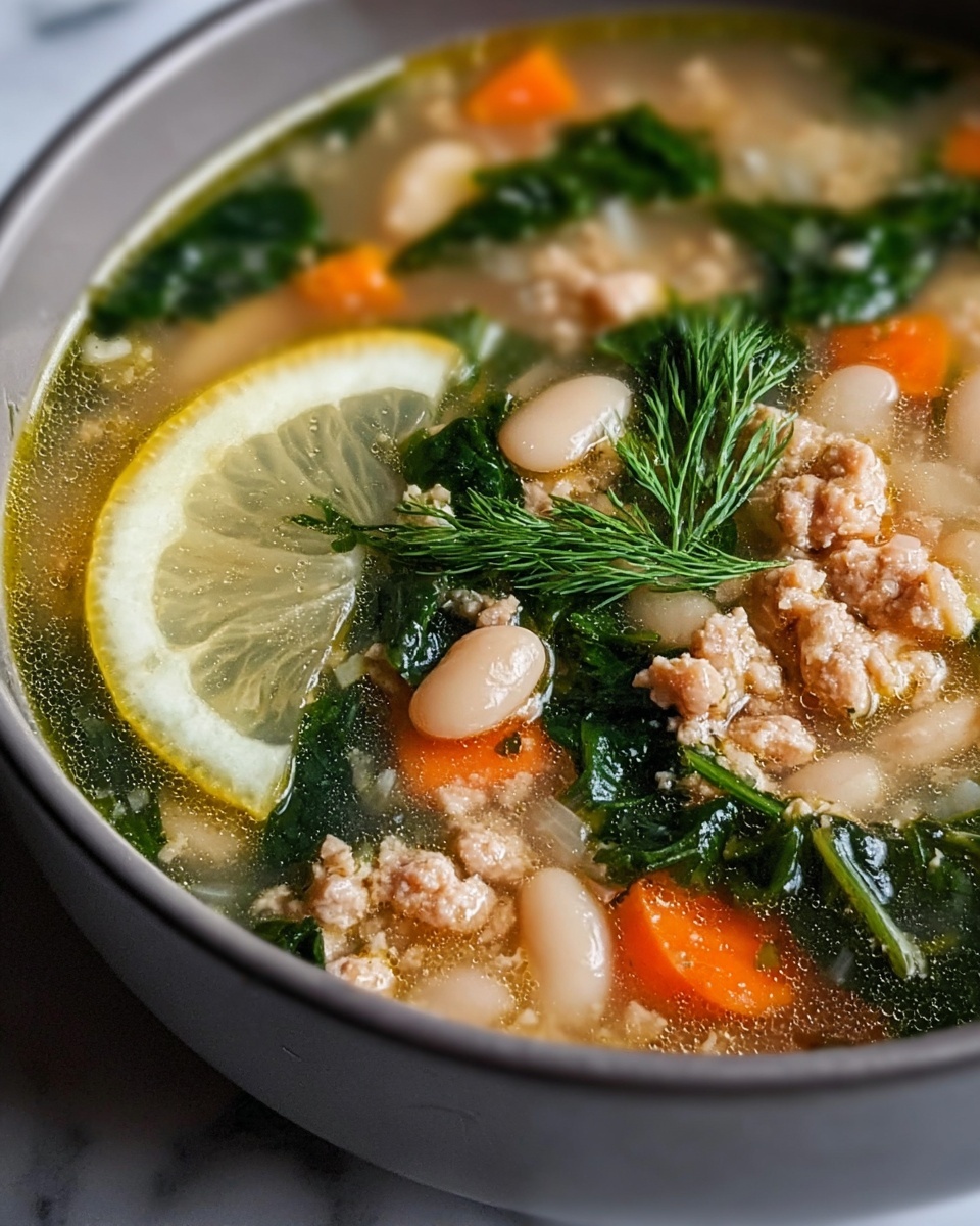 Lemon White Bean Soup with Turkey and Greens Recipe - Recipe Image