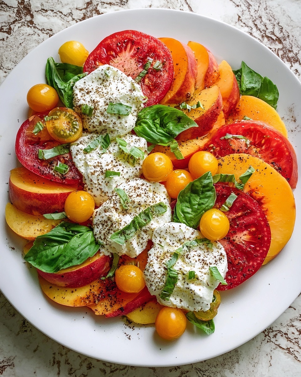 Tomato Peach Burrata Salad Recipe - Recipe Image