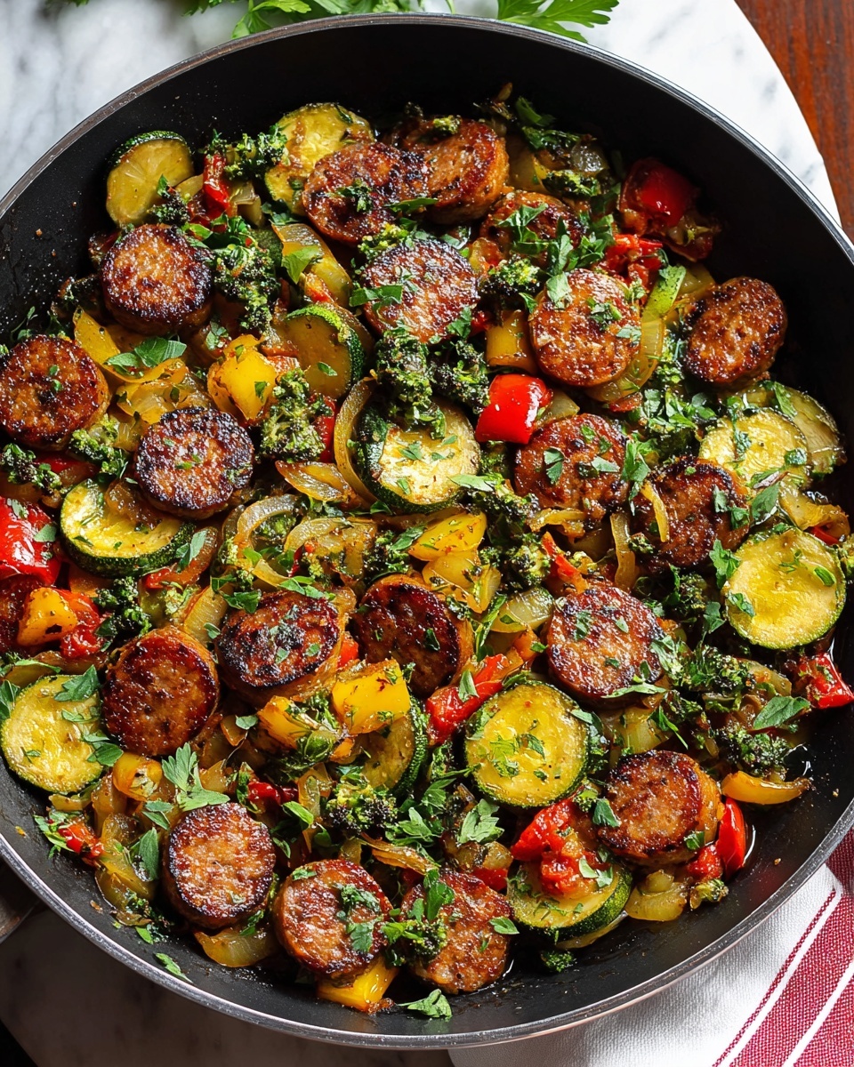 One Pan Sausage and Veggies Skillet Recipe - Recipe Image