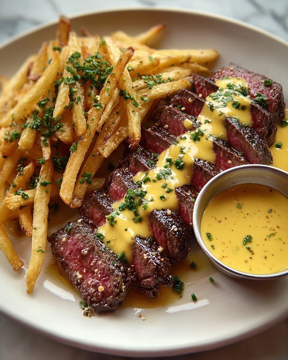 Steak Frites with Béarnaise-Style Herb Sauce Recipe - Recipe Image
