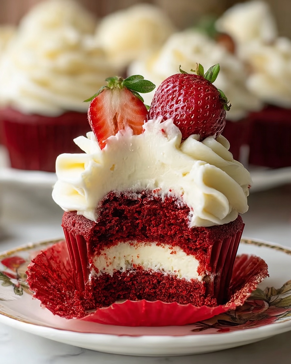 Strawberry Cream Cheese Red Velvet Cupcakes Recipe - Recipe Image