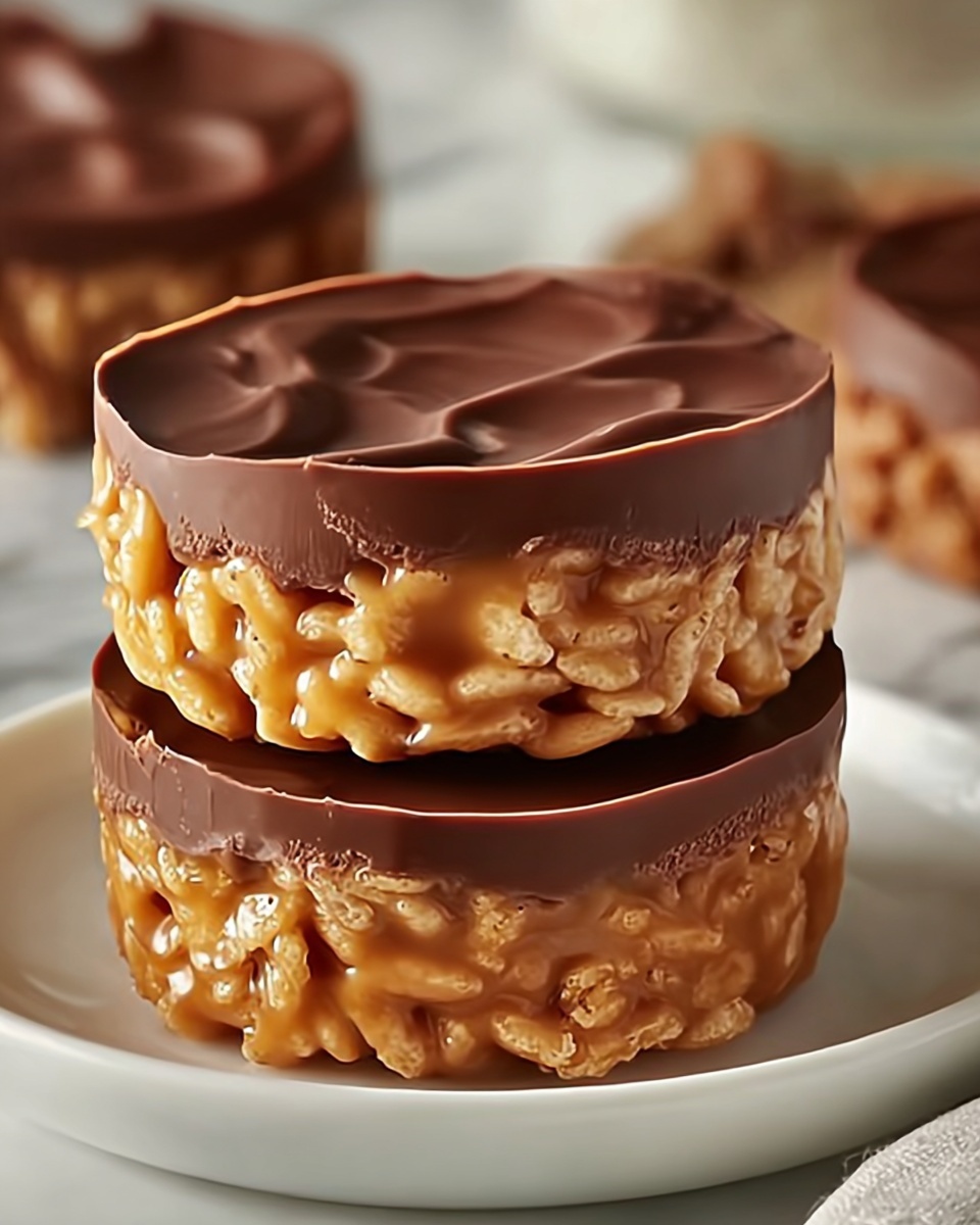Peanut Butter Chocolate Rice Krispie Treat Cups Recipe - Recipe Image