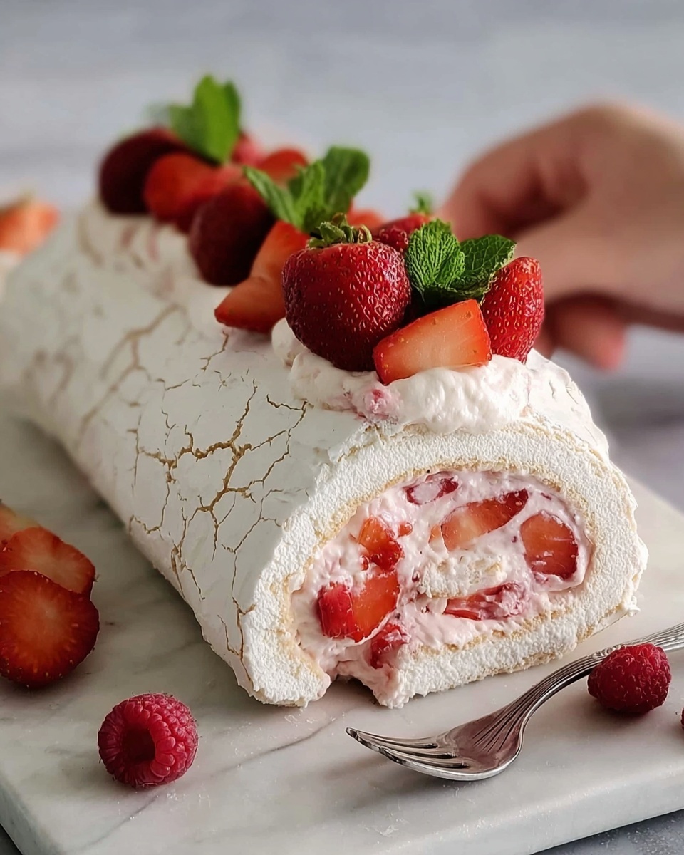 Strawberry Pavlova Roulade Recipe - Recipe Image