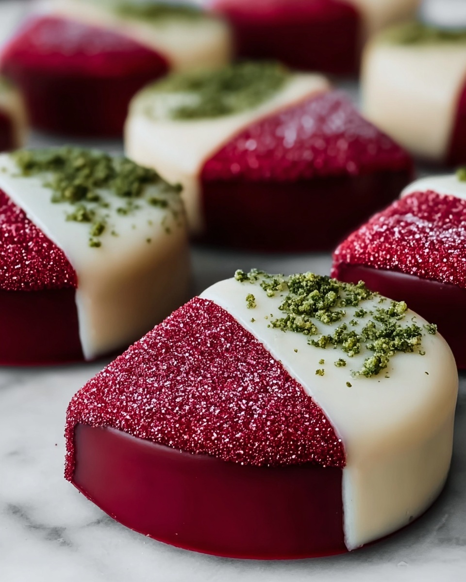 Red Velvet Shortbread Cookies Dipped in White Chocolate Recipe - Recipe Image