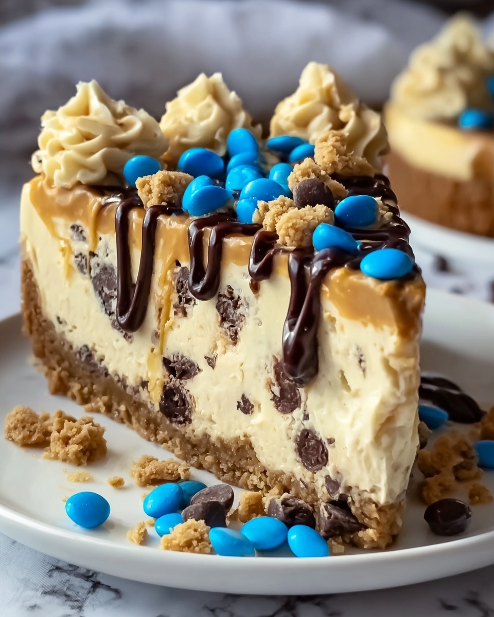 Monster Cookie Peanut Butter Cheesecake Pie Recipe - Recipe Image