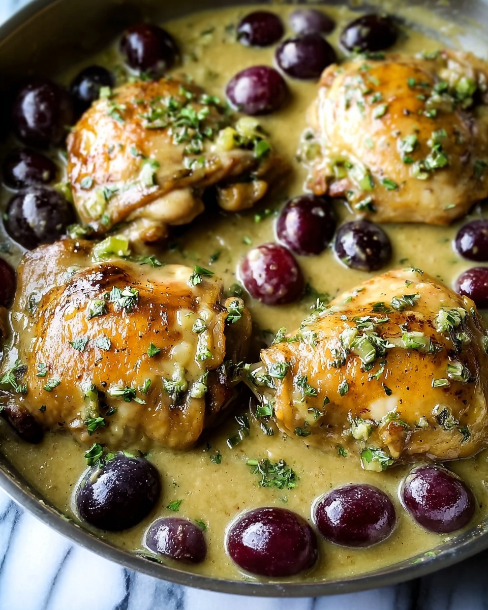 Chicken Thighs in a Mustard, Tarragon, and Grape Pan Sauce Recipe - Recipe Image
