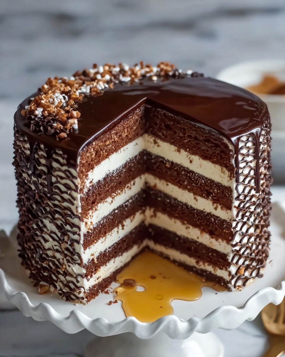 Chocolate Honey Cake with Raspberry Garnish Recipe - Recipe Image