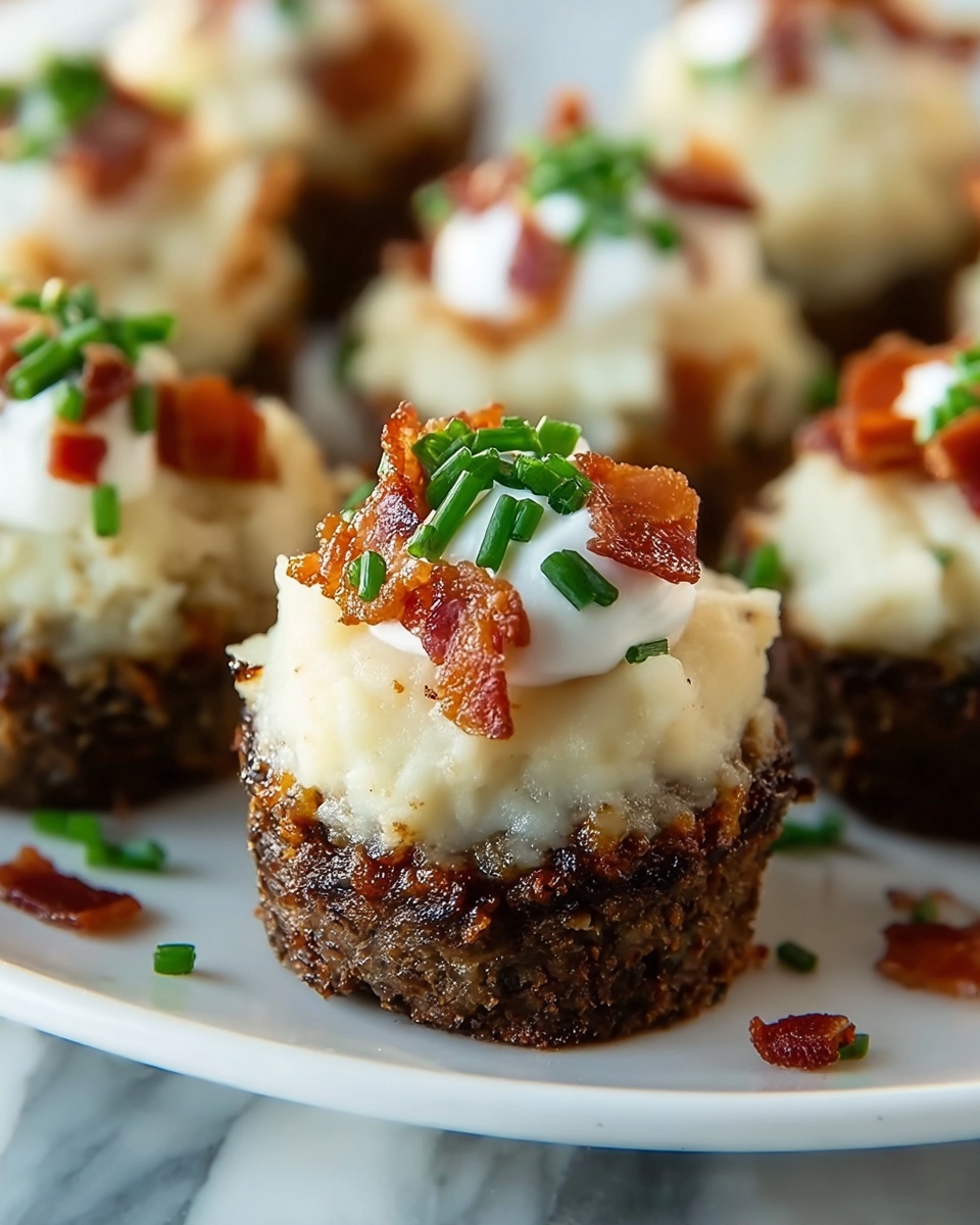 Mini Meatloaf Muffins with Mashed Potato Frosting Recipe - Recipe Image
