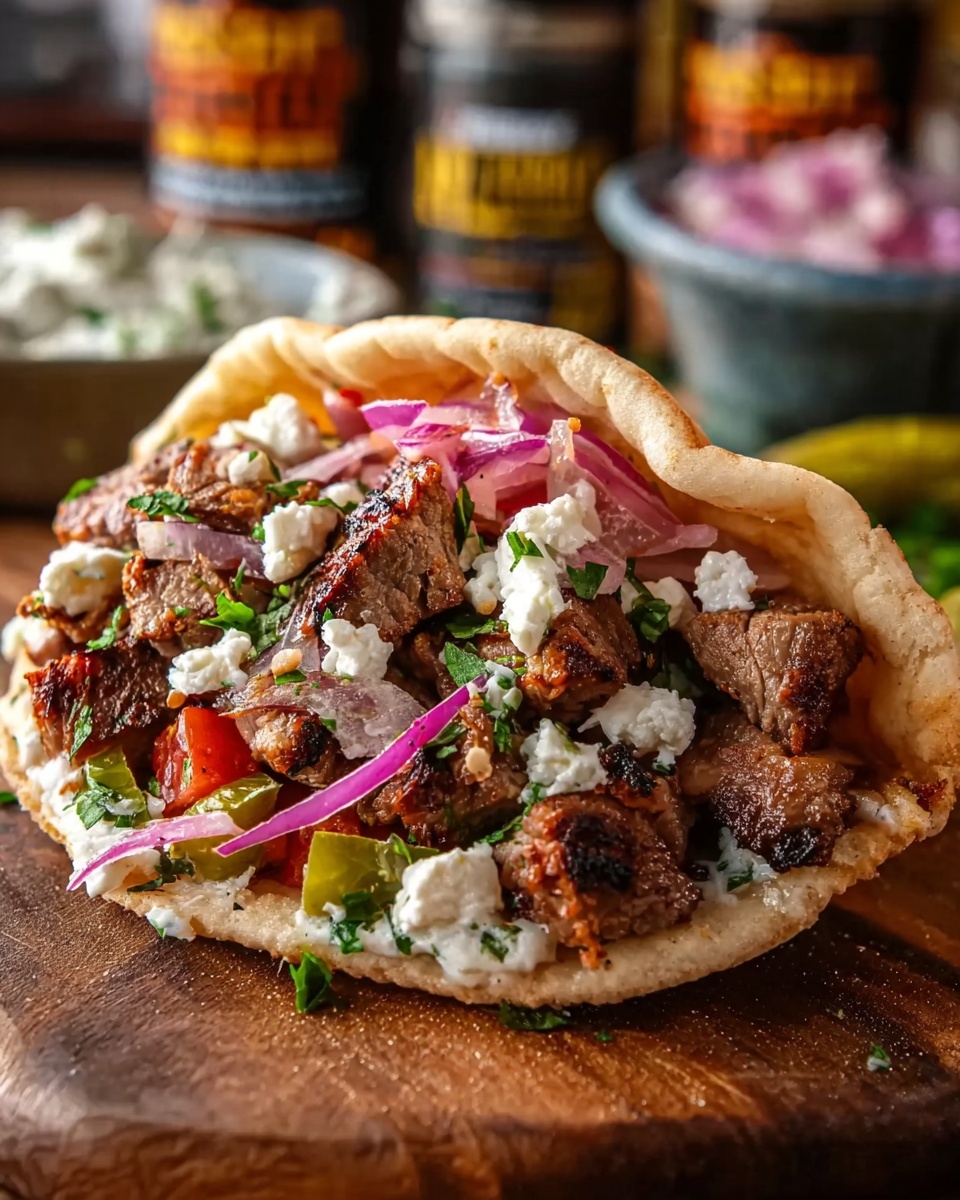 Lamb Gyros with Warm Pita and Toppings Recipe - Recipe Image