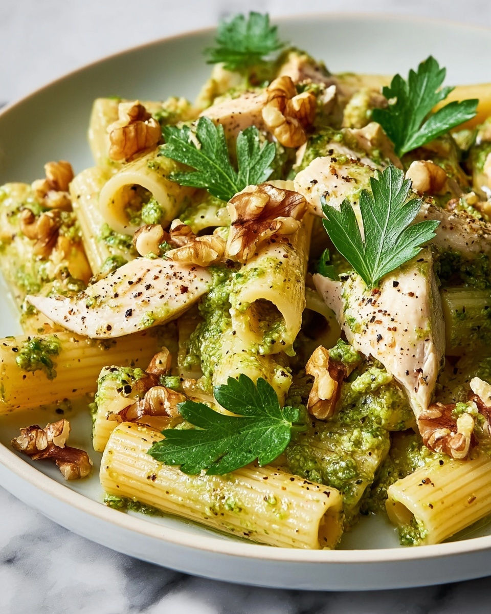 Chicken & Vegetable Penne with Parsley-Walnut Pesto Recipe - Recipe Image