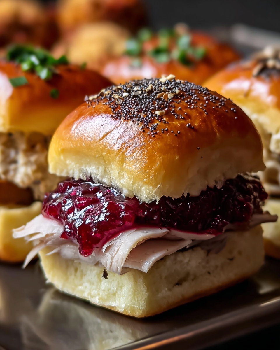 Baked Cranberry Turkey Sliders with Havarti & Poppy Seed Topping Recipe - Recipe Image