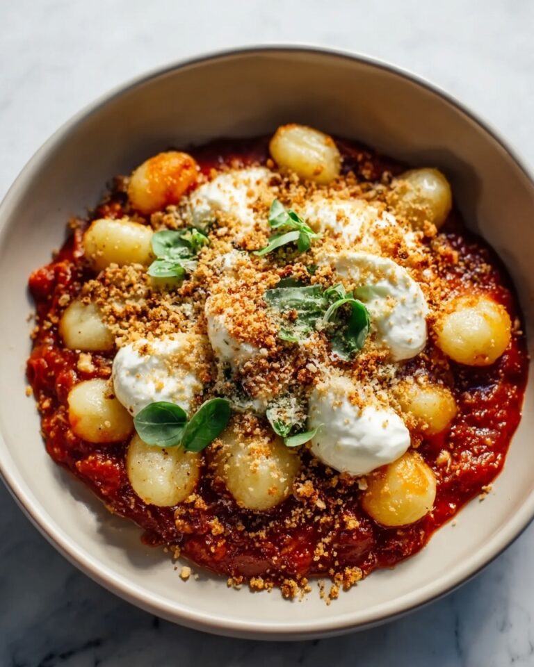 Millionaire Gnocchi with Red Sauce, Herbed Ricotta, and Golden Crispies Recipe