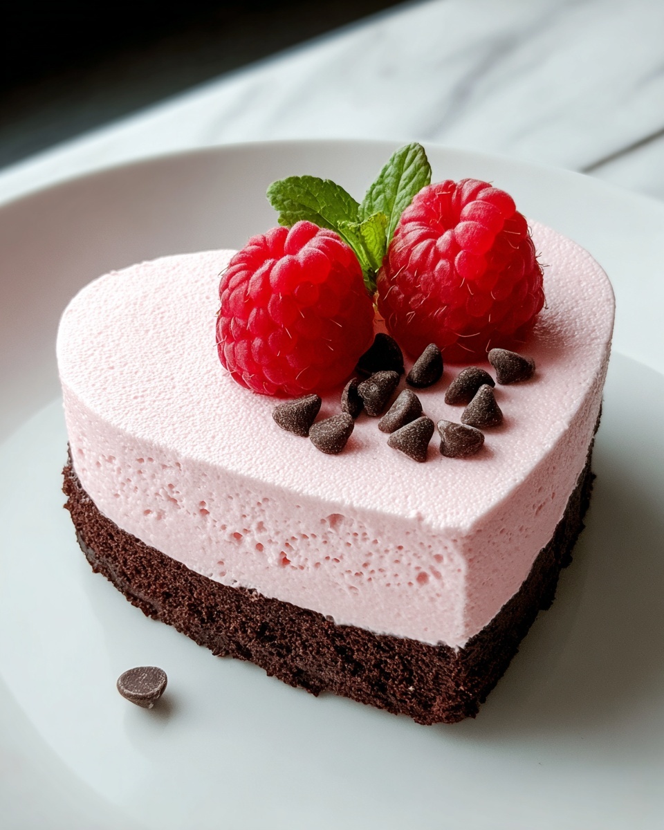 Heart-Shaped Raspberry Mousse with Brownie Base Recipe - Recipe Image