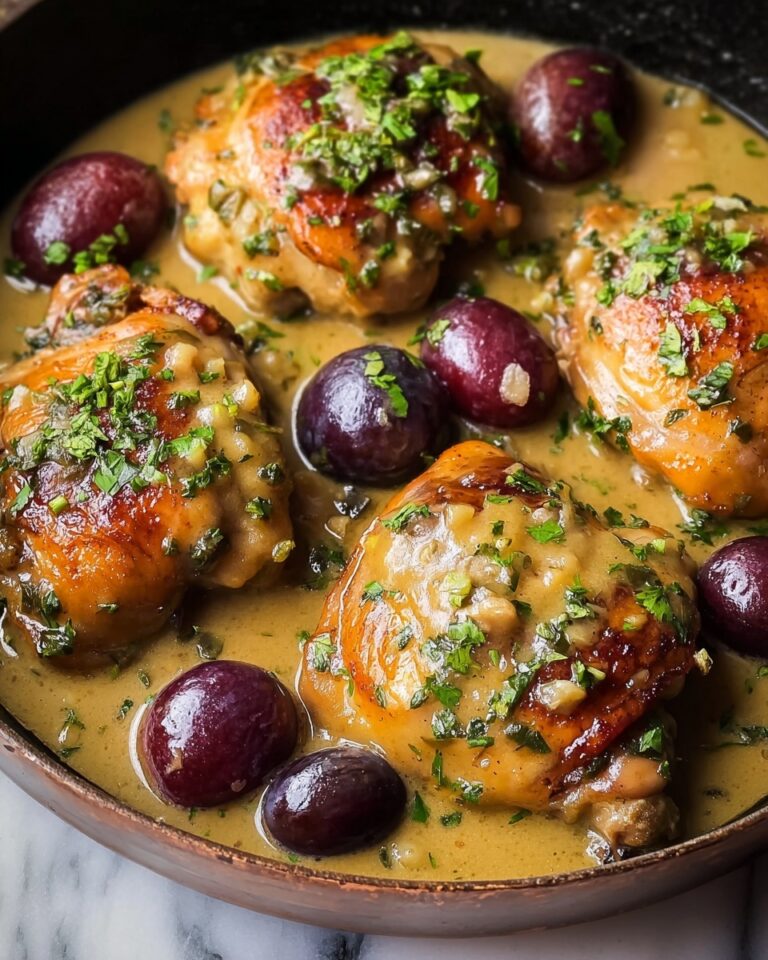 Chicken Thighs in a Mustard, Tarragon, and Grape Pan Sauce Recipe